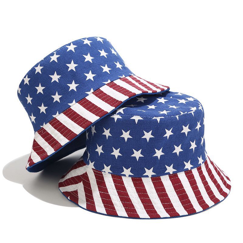 Wholesale Cotton lyester American Flag Bucket Hat
