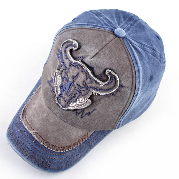 Wholesale Distressed Washed Denim Bullhead Baseball Cap