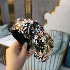 Golden Sequin Tie Hair Hoop