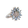 13800207244_211225130 Wholesale Light Blue Zircon Sunflower Metal Rings