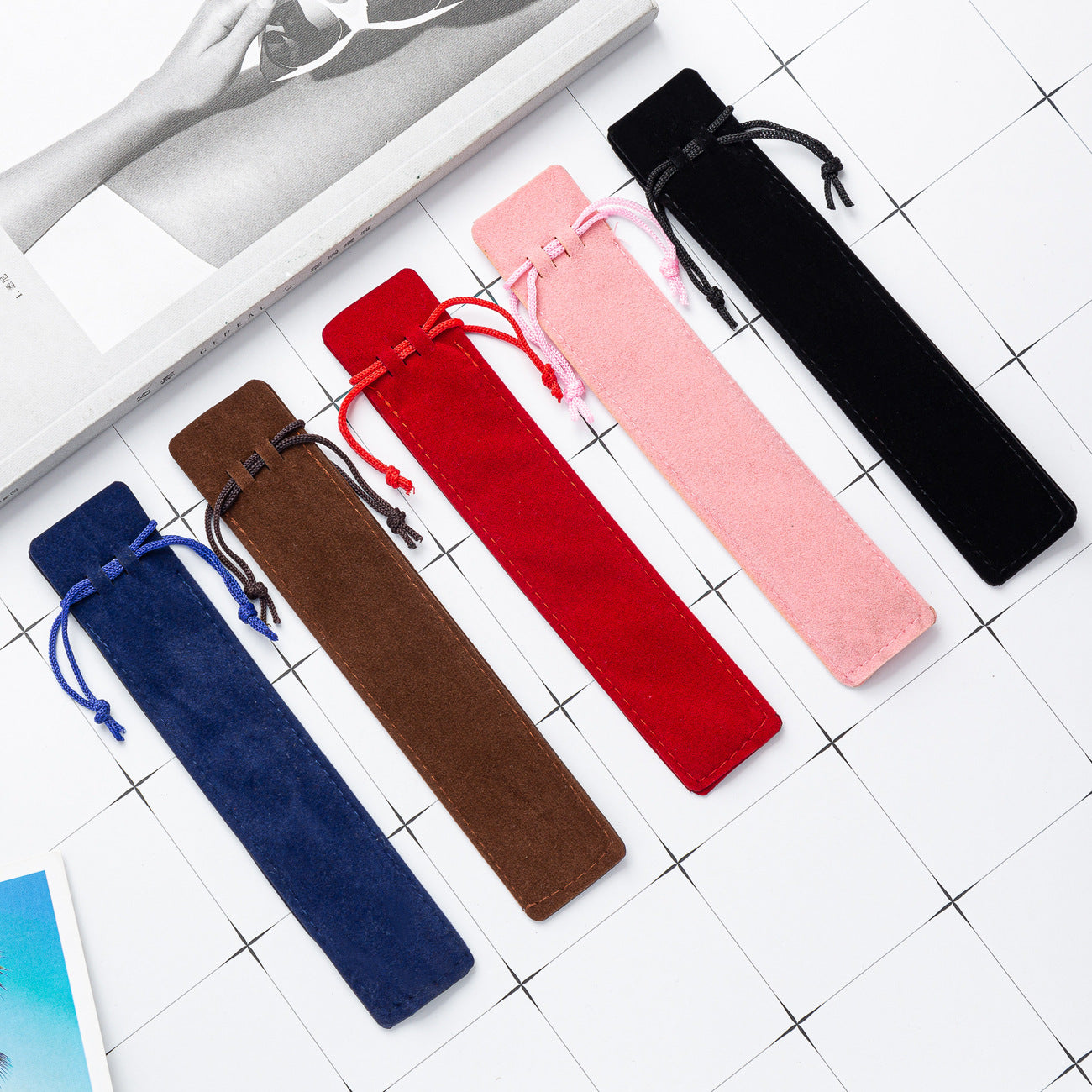 Wholesale Crystal Pen Flannel Pencil Case Thickened Flannel awstring