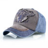 Wholesale Distressed Washed Denim Bullhead Baseball Cap