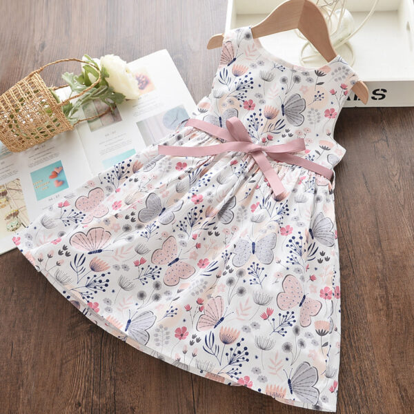 Wholesale Cotton Butterfly Print Sleeveless Dress Sleeveless Princess Skirt