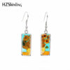 Wholesale Starry Sky Time Gemstone Rectangular Glass Earrings