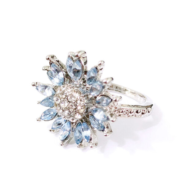 13837387707_211225130 Wholesale Light Blue Zircon Sunflower Metal Rings