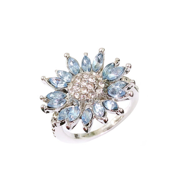 13883906690_211225130 Wholesale Light Blue Zircon Sunflower Metal Rings