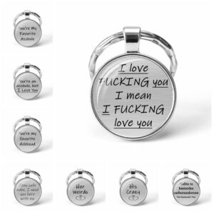 Wholesale I FUCKING Love You Time Stone Letter Metal KeyChain