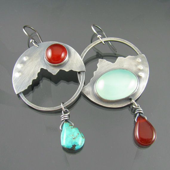 Wholesale Vintage Onyx & Turquoise Metal Earrings