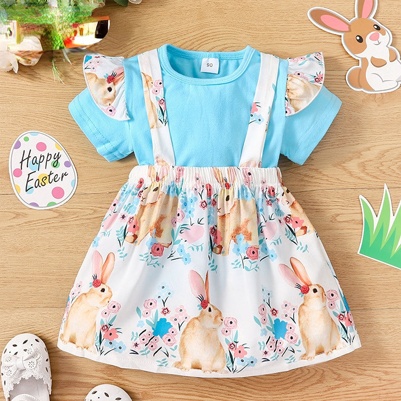 Wholesale Girls Easter Pure Color Cotton Bib ess Baby Clothes