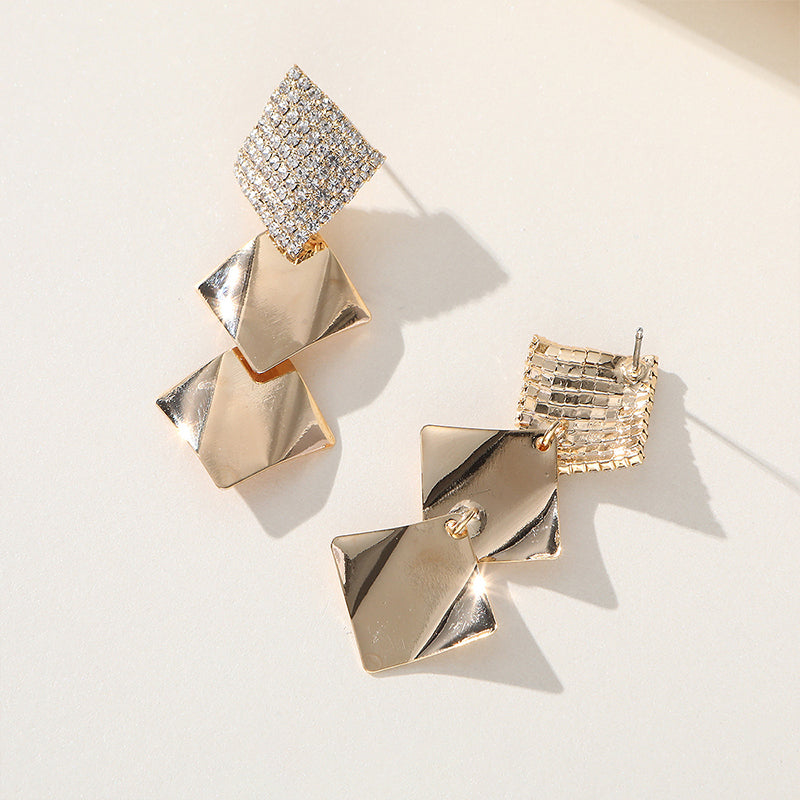 Wholesale Rhombus Zircon French Ser Sparkle Earrings OLY-ES-SHY006