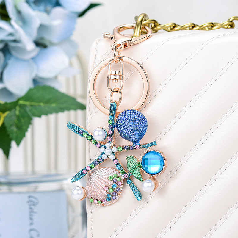 Wholesale Seashell Sea Wind Starfish Pendant Alloy Keychains