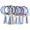 Wholesale PU Leopard Print Tassel Wrist Keychain
