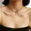 Wholesale Full Diamond Cross Alloy Necklaces