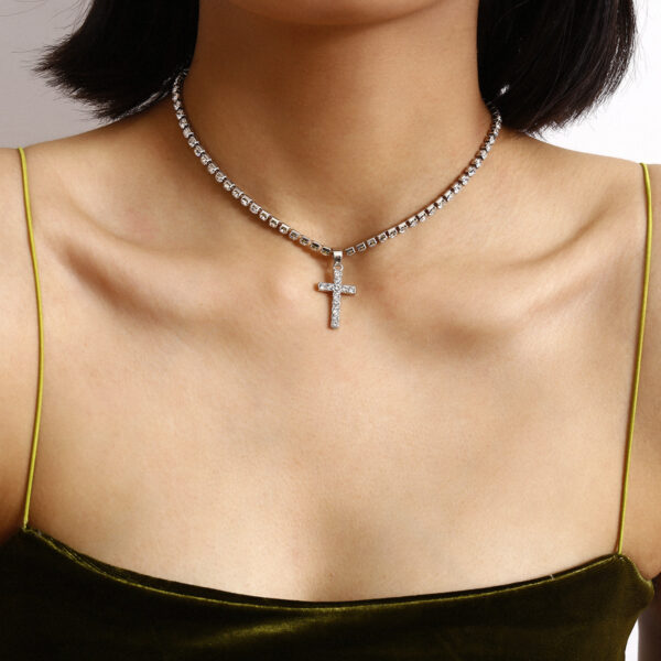 Wholesale Full Diamond Cross Alloy Necklaces
