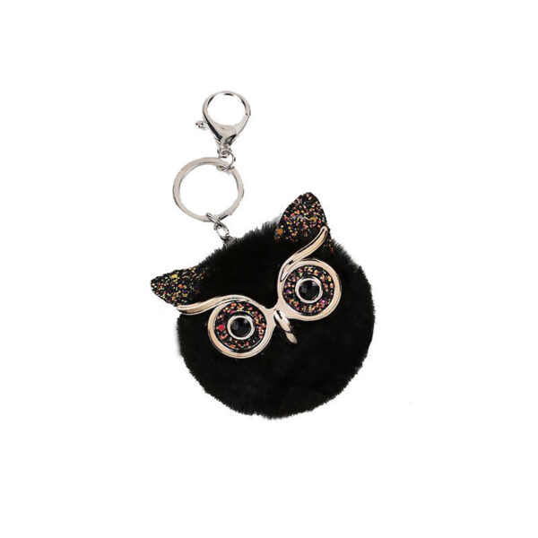 Wholesale Gold Powder Sequin Owl Imitation Otter Rabbit Fur Ball Keychain