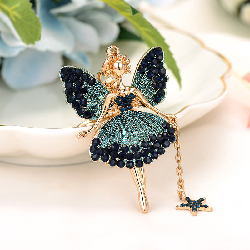 Wholesale Water Diamond Butterfly Fairy Metal Keychains