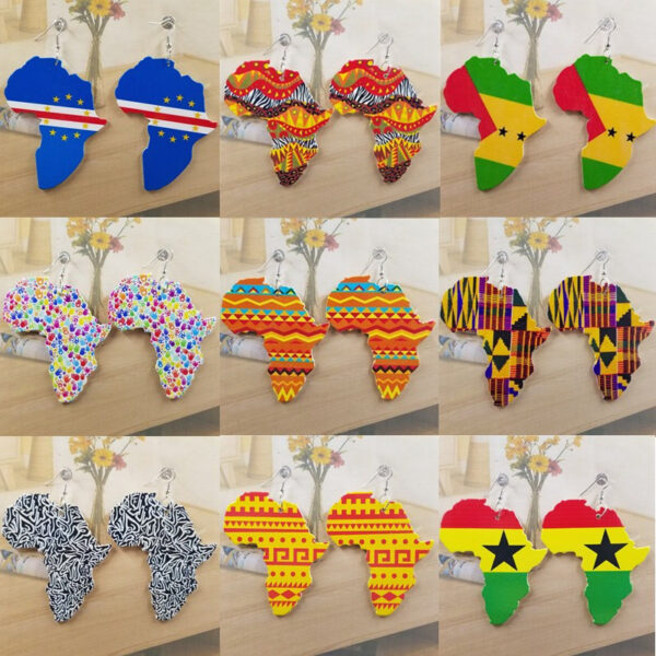 14280643664_1131470276 Wholesale African Map Wooden Earrings