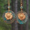 Wholesale Bohemian color separated double-layer suower patterned earrings