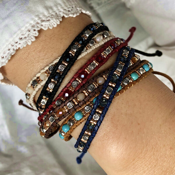 14324514056_827790857 Wholesale Bohemian Colorful Rice Beads Double Strand Woven Rope Stretch Bracelet