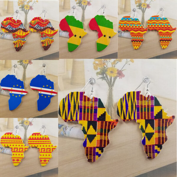 14331215627_1131470276 Wholesale African Map Wooden Earrings