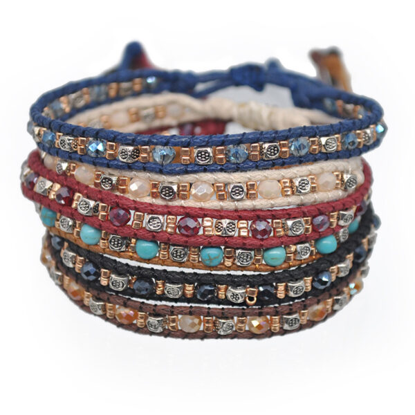 14363392250_827790857 Wholesale Bohemian Colorful Rice Beads Double Strand Woven Rope Stretch Bracelet