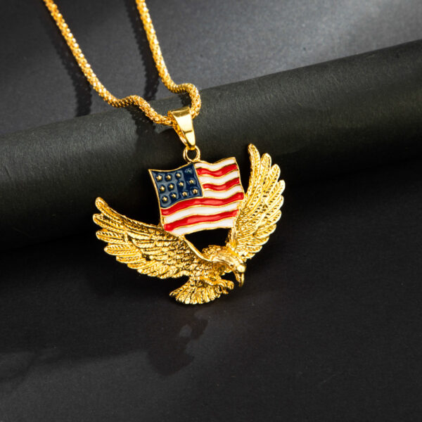 Wholesale Gold Plated American Flag Eagle Alloy Necklaces