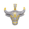 Wholesale Micropaved Zirconia Bull Head Men's Necklace Sweater Chain