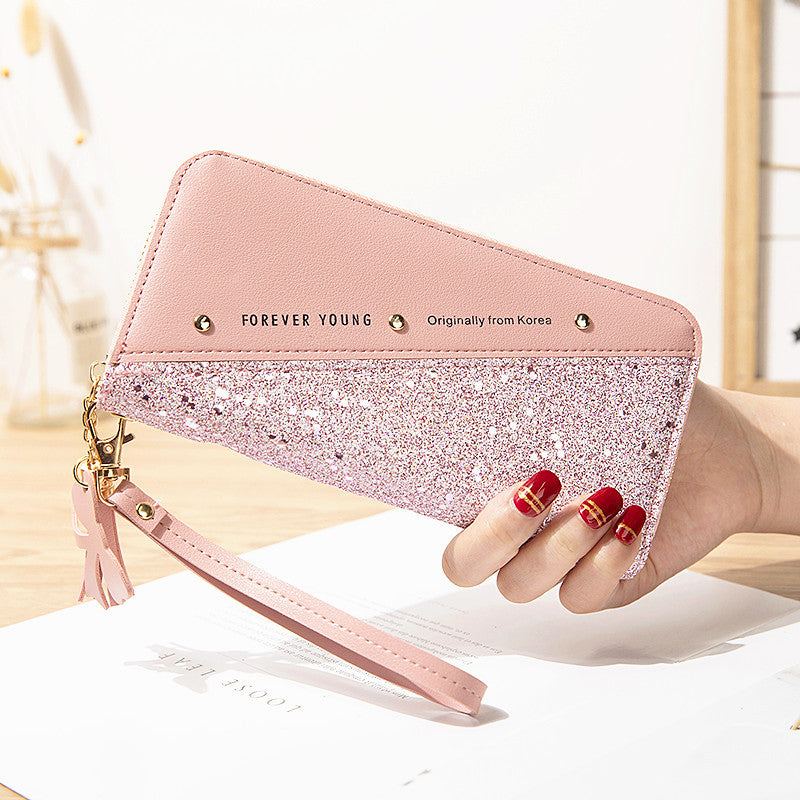 Wholesale Splicing Contrasting Tassel PU Wallet