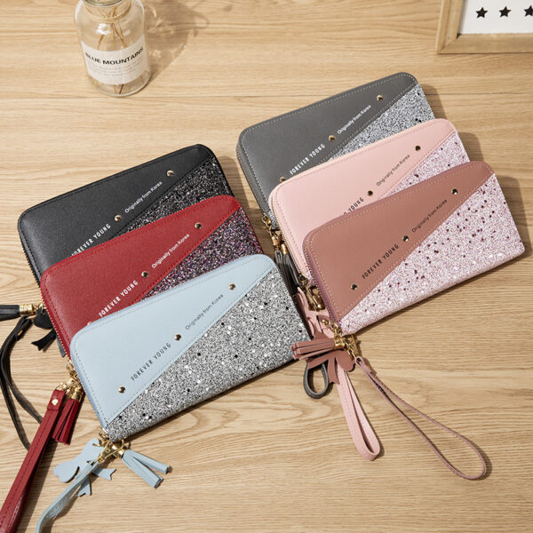 Wholesale Splicing Contrasting Tassel PU Wallet