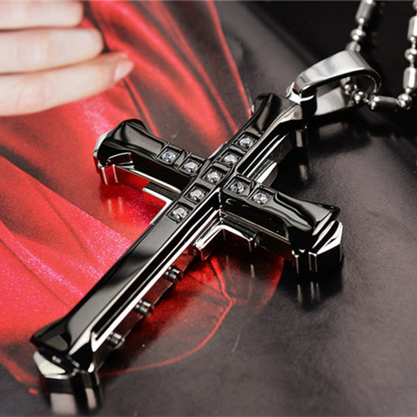 Wholesale Dark Knight with Diamond Cross Alloy Necklaces