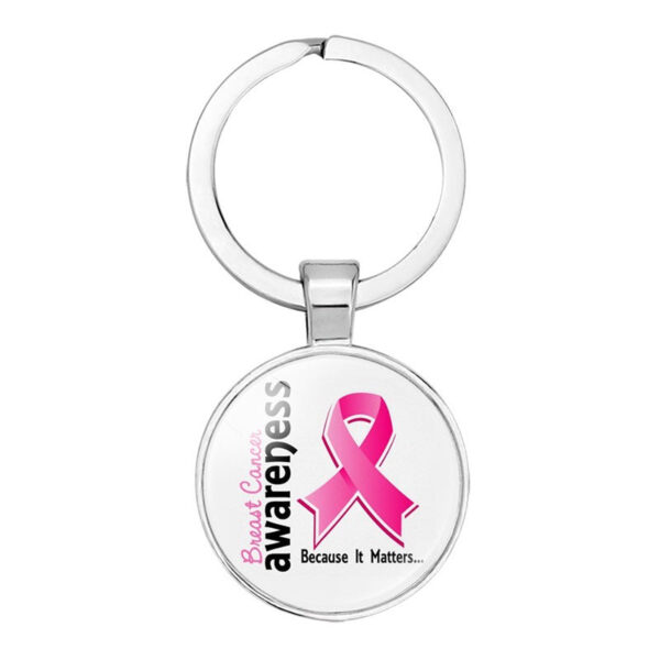 14523654090_1857163774 Wholesale Glass Breast Cancer Fan with Logo Keychain