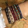 14558411752_827790857 Wholesale Bohemian Colorful Rice Beads Double Strand Woven Rope Stretch Bracelet