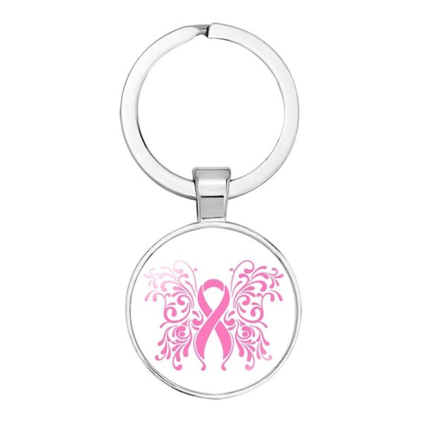 14614406479_1857163774 Wholesale Glass Breast Cancer Fan with Logo Keychain
