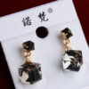 Wholesale Double Crystal Cube Multicolor Alloy Earrings