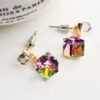 Wholesale Double Crystal Cube Multicolor Alloy Earrings
