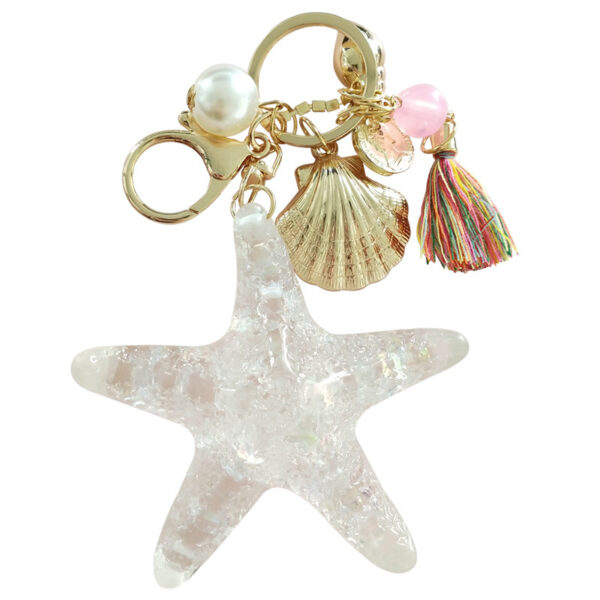 Wholesale Starfish Shell Pearl Rhinestone Keychains