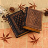 Wholesale Ultra Thick Pure Handmade Business Faux Leather Embossed Gold Edged Retro Notebook