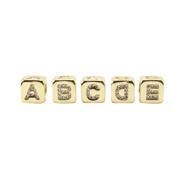 14787376229_13153687 Wholesale 12MM Gold Plated 18K Gold Alphabet Copper Beads