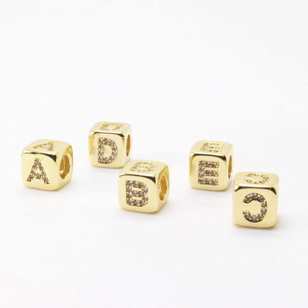 14798328263_13153687-1 Wholesale 12MM Gold Plated 18K Gold Alphabet Copper Beads