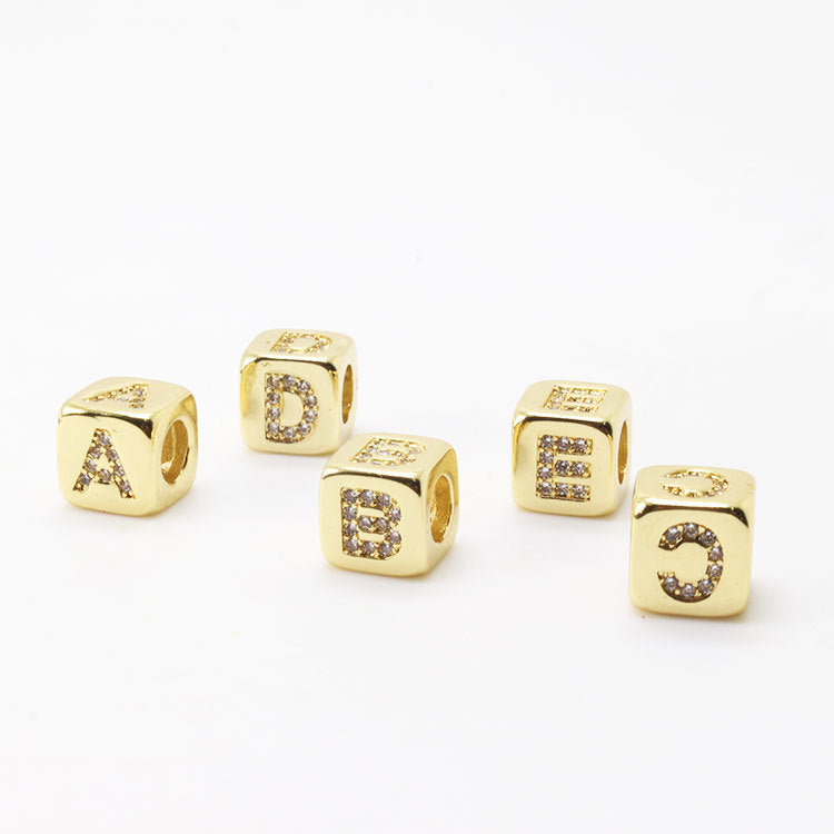 Wholesale 12MM Gold Plated 18K Gold Alphabet Copper Beads