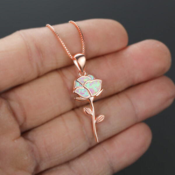 Wholesale Purple Opal Rose Flower Copper Necklaces