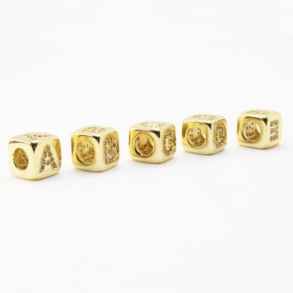 14839231904_13153687 Wholesale 12MM Gold Plated 18K Gold Alphabet Copper Beads