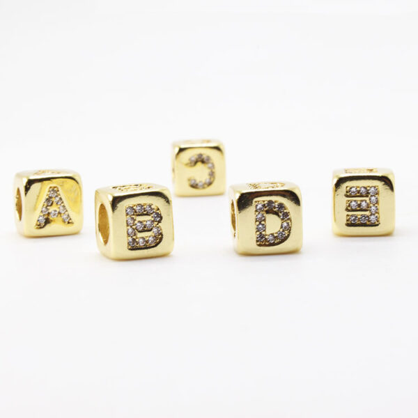 14839273081_13153687 Wholesale 12MM Gold Plated 18K Gold Alphabet Copper Beads