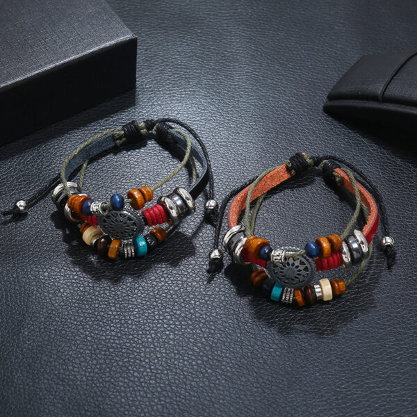 Wholesale Vintage Beaded Multi-layer Cowhide Bracelets