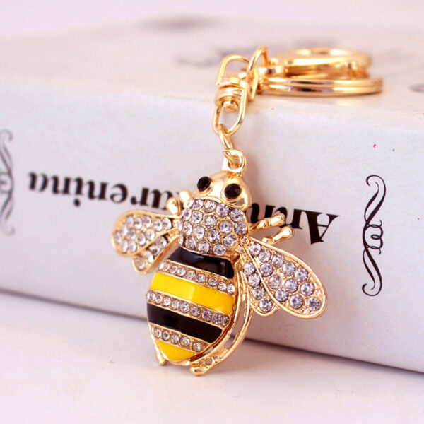14895574691_546462728 Wholesale Creative Crystal Diamond Bee Keychain