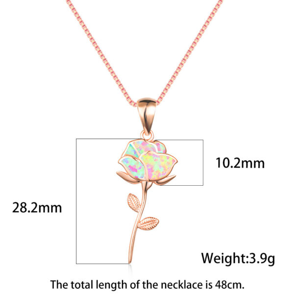 Wholesale Purple Opal Rose Flower Copper Necklaces