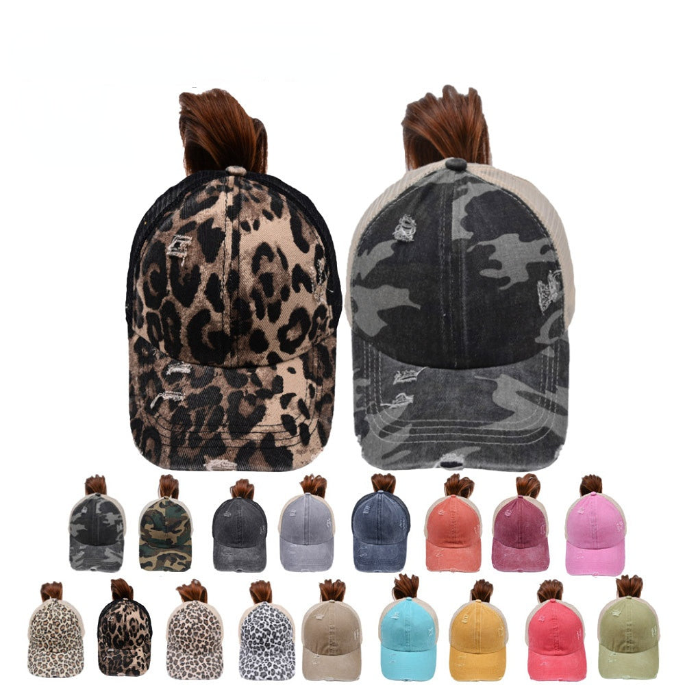 Wholesale Cotton Washed Cross nytail Baseball Cap