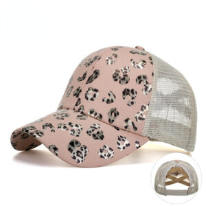Wholesale Cotton Bronzing Leopard Print Ponytail Cap