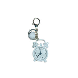 White alarm clock + white bell keychain / 6*4*1.7cm with built-in battery