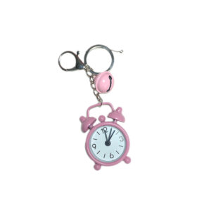Pink alarm clock + pink bell keychain / 6*4*1.7cm with built-in battery